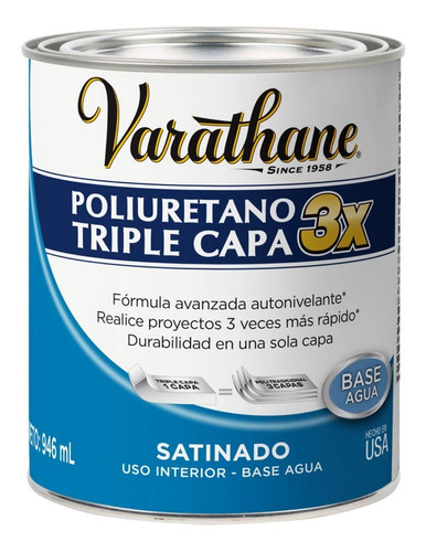 Barniz Poliuretano A Base De Agua Satinado 0,9 L Afj