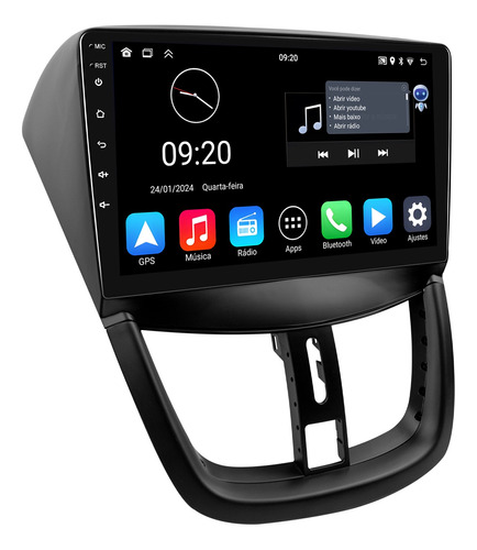 Central Multimidia Peugeot 207 9p Android 13 Carplay + Voz