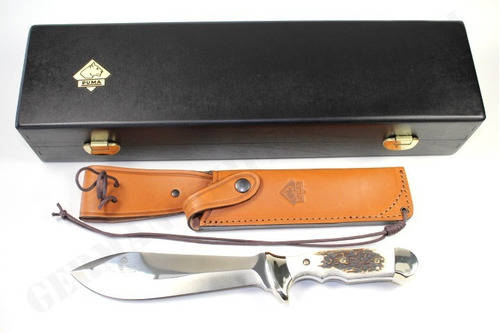 Imagen 2 de 7 de Cuchillo De Caza Puma Rudemann 40 17,2cm Aleman Funda Cuero