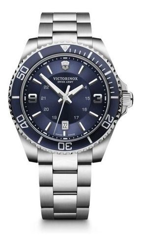 Victorinox Reloj Maverick Large, Super-luminova, Azul Color de la correa Plateado