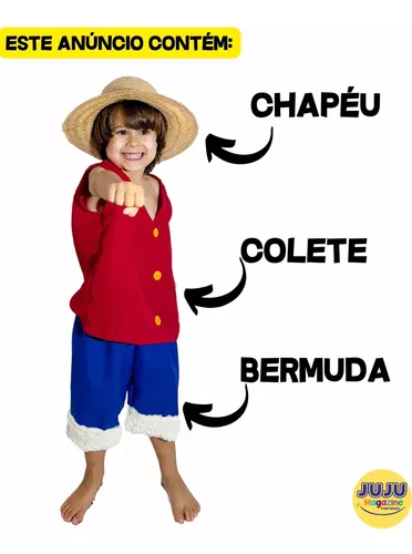 Fantasia Luffy One Piece C/ Chapéu Adulto E Infantil