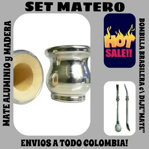 Set Mate!mate Argentino Aluminio-madera +bombilla Brasilera!