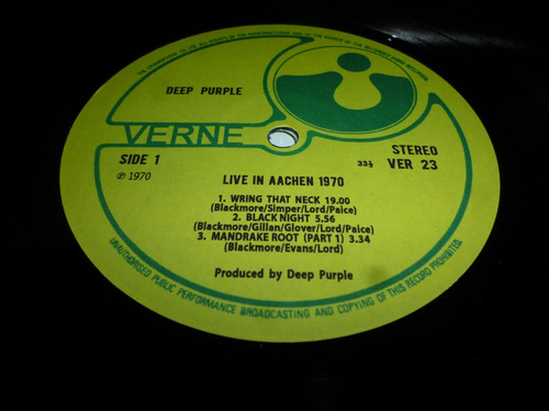 Lp Deep Purple - Live In Aachen 1970 Made In France Raro