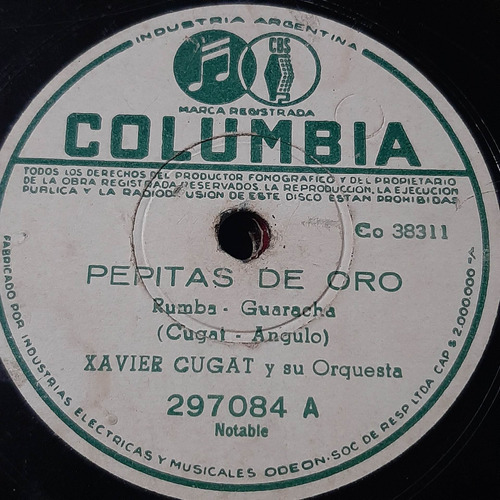 Pasta Xavier Cugat Orq Buddy Clark Columbia C236