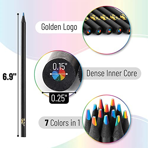 Mr. Pen- Lápices Arcoíris, Paquete De 12, 7 Colores En 1 Láp