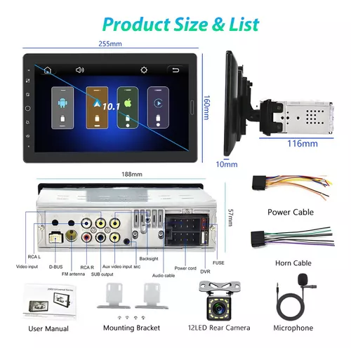 Solo Reproductor Multimedia Coche Pantalla Táctil Din 10.1in
