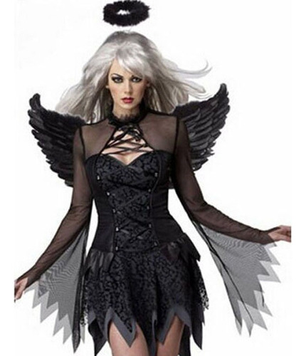 Disfraz De Angel Oscuro De Halloween Sexy Negro 1