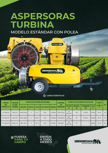 Aspersora De Turbina Para Tractor 2000 L - Gergedan Agrose