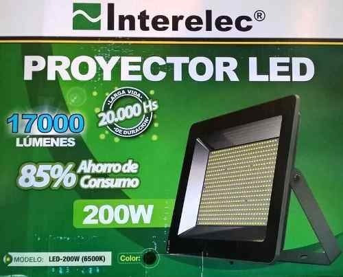 Reflector LED Interelec LED-200W 200W con luz blanco frío y carcasa negro 220V