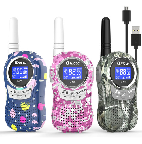 Qniglo Walkie Talkies Para Nios Recargables Con Batera De Io