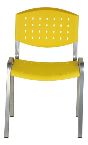 Silla Fija Oficina Apilable Plastica Caños En Gris Reforzada Color Amarillo