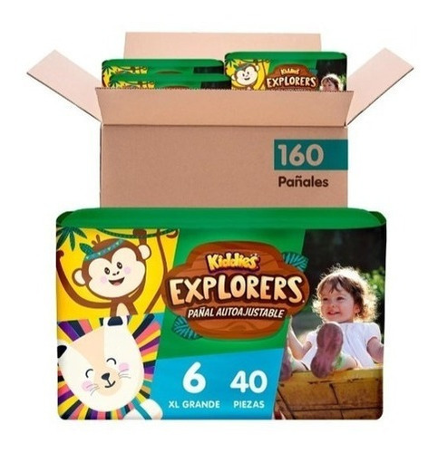 Pack x4 Paquetes De 40 Pañales Kiddies Explorers Unisex Talla Xl