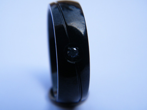 Anillo Elegante De Acero Negro - Compromisos , Matrimonio