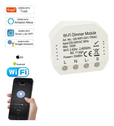 Modulo Wifi Dimmer Interruptor Relay Control Luz Tuya Alexa