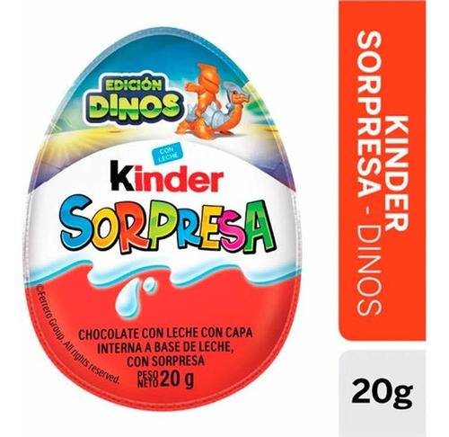 Pack X 96 Unid Huevo  Dinos 20 Gr Kinder Chocolates