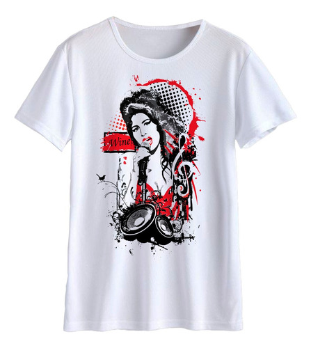 Remera Amy Winehouse En Modal Blanca