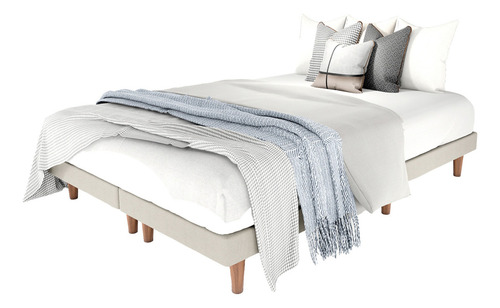 Base Cama Individual Armable Modular Madera Colchón Recamara Beige