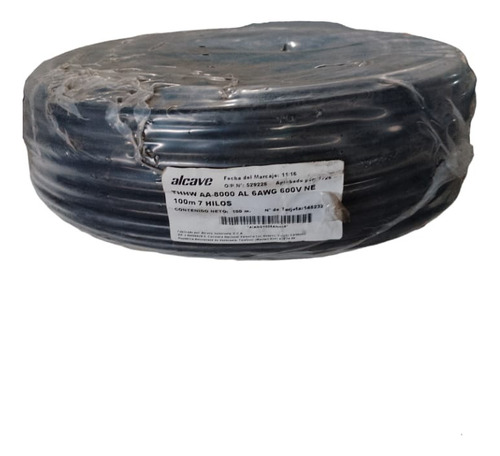 Cable Thhw 6 Awg Negro, Aluminio 7 Hilos Marca Alcave (10m)