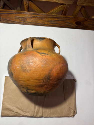 Vasija Cerámica Norteña Argentina Naranja Oscuro Lisa (Usado)