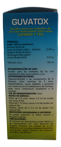 Guvatox Jarabe Antigripal Catarro Y Tos Hedera Helix L 120ml