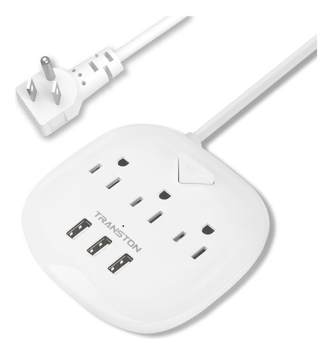 Enchufe Inteligente Marca Transton 3 Tomas/3 Usb/blanco