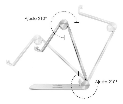 Soporte Metal Celular Tablet Pad De 4'' A 13'' Lujo Abatible Color Plata