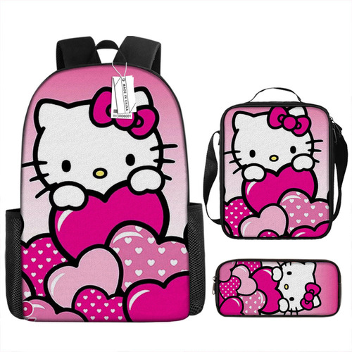 A Nueva Mochila Escolar De Tres Piezas De Hello Kitty,