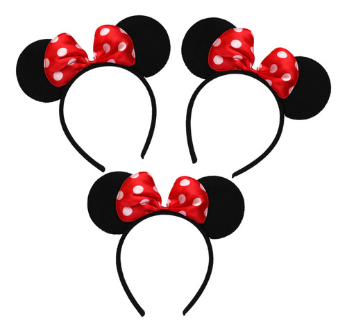 10 Diadema Minnie Mouse Orejas Raton Negro Mickey Economica Color Rojo