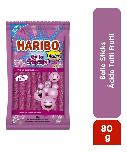 Imagem 1 de 2 de Balla Sticks Acido Tutti Haribo 80g