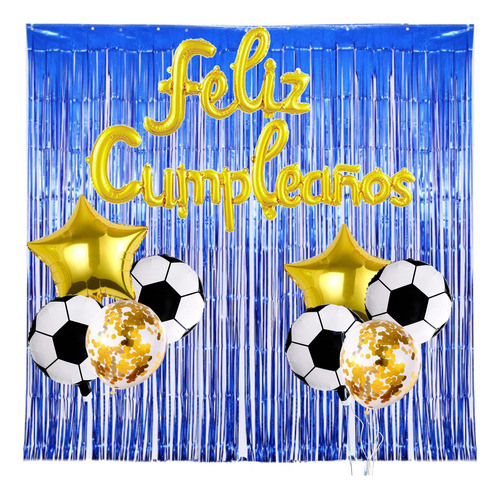 Kit Globos Decoracion Fiesta Cumpleaños Balon Futbol 