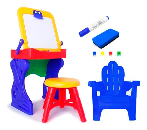 Mesa Escritorio Pupitre Tablero Infantil  Mas Dos Sillas  