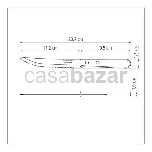 Imagen 3 de 6 de Cuchillo De Asado Mesa Dynamic Tramontina X 12 Unidades