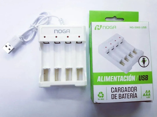 Cargador Pilas Recargables Aa Y Aaa Usb Noga 4 Pilas Rapido