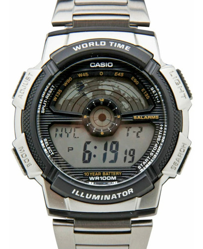 Reloj Casio Hombre Ae-1100wd-1a Digital Acero 100 Metros