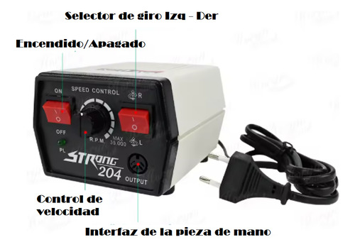 Micromotor Dental Strong 204 + Pieza De Mano + Pulidores