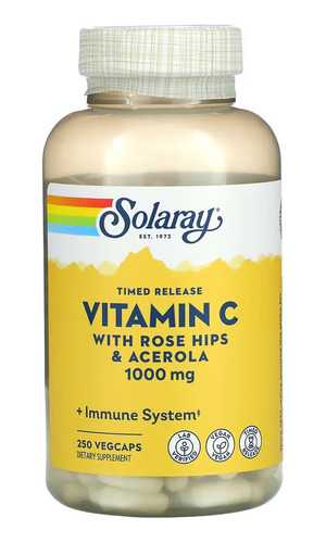 Solaray Vitamina C, Acerola, Rosa Mosqueta X 250 Cáps