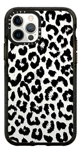 Funda Casetify Para iPhone 12/12 Pro Leopard  Negro Transp