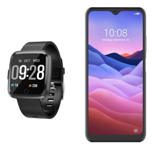 Combo Zte Celular V20 Smart 128/4gb Azul + Smartwatch Zte Y8