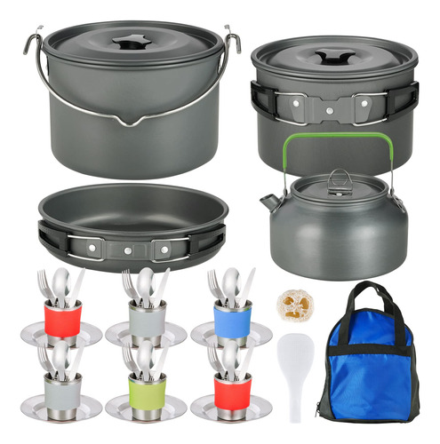 Kit Utensilios Cocina Camping 37 Piezas Gran Tamaño 6 Person