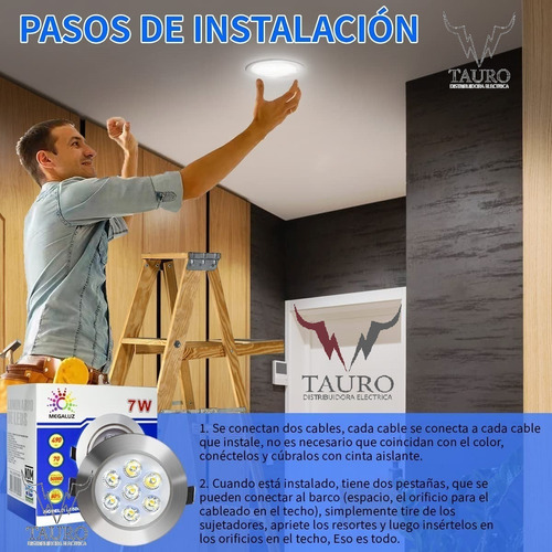 Imagen 4 de 8 de 6 Pack Empotrado Plafon Led 7w Spot Dirigible Luz Blanca