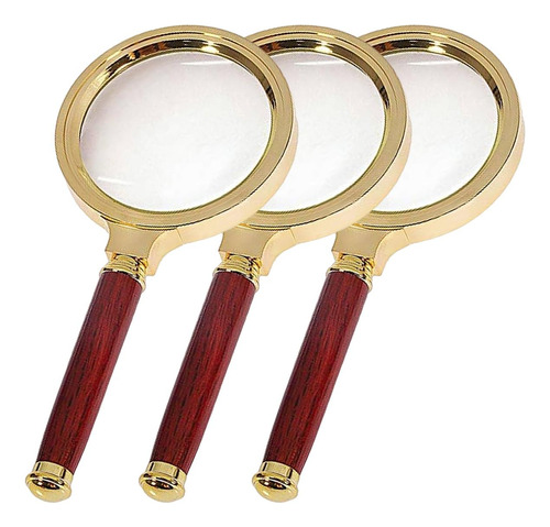 Lente 10x, Mxmwd-003, 3 Pzas, 10x, 100mm, Dorado Y Madera.