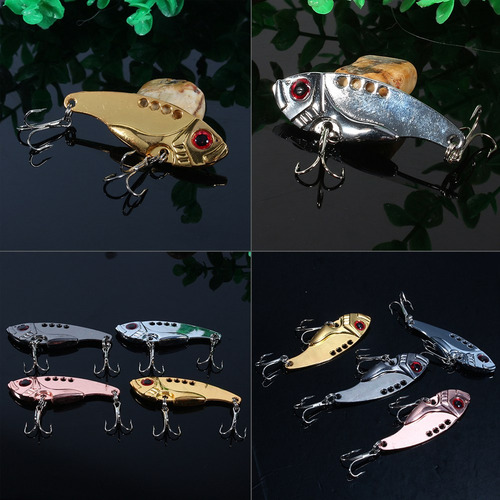 Hook 4pcs 11g 55mm Metal Vib Fishing Lures Crank Baits Red