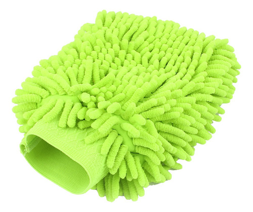 Guante Lavado De Microfibra Chenille Auto Verde Fluorescente