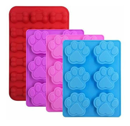 4 Pcs Silicone Candy Chocolate Molds, Finegood Puppy Dog Paw