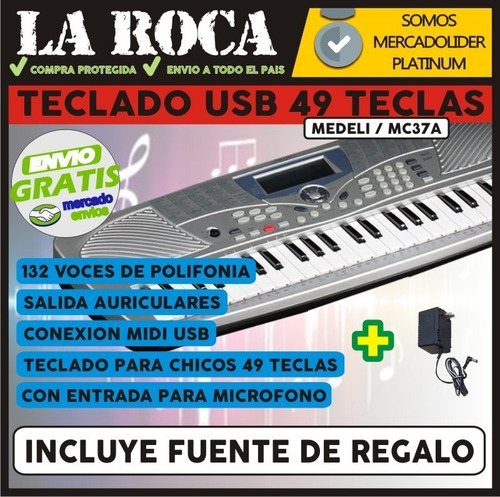 Imagen 3 de 10 de Piano Teclado Organo Musical Infantil 49 Teclas Chicos