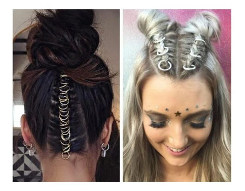 Imagen 5 de 8 de 10 Argollas Lisas Dorado Sin Dije Para Trenzas Braids Box