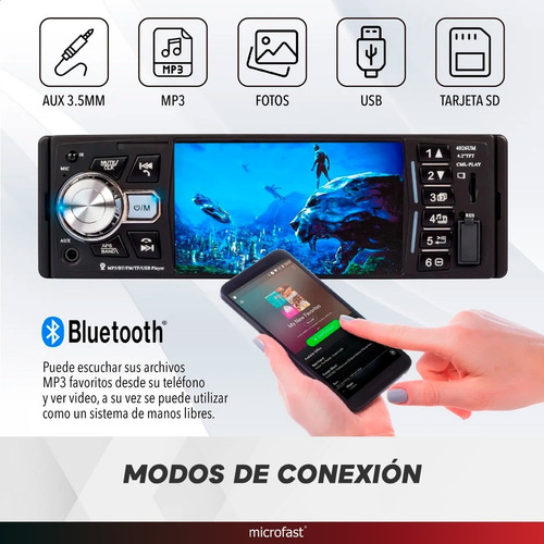 Stereo Con Pantalla Bluetooth Fm Aux Tarjeta Sd Entra Cámara
