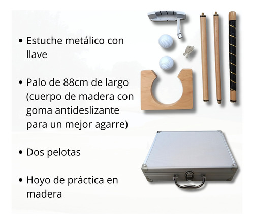 Set De Golf Oficina Maletín Metálico Derecha Madera
