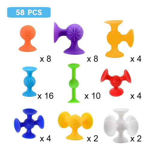 Juego De 58 Piezas De Juguetes Pegajosos De Succión Con Cont