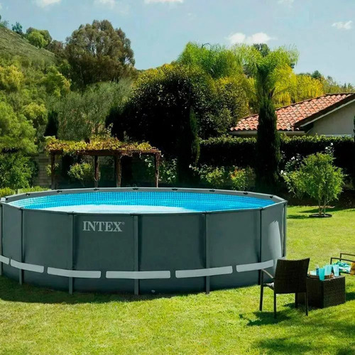 Piscina Circular De Armação Intex 19.126l Com Bomba Filtro Cor Cinza Bomba 110v
